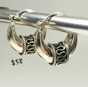 925 Sterling Silver Unisex Cuff Hoop Earrings